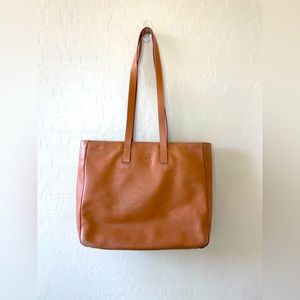 Tan Leather Tote Bag by Levenger Roomy Light & Clean EUC